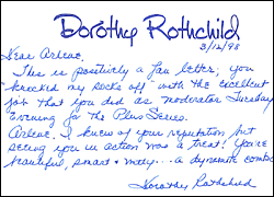 Letter from Dorothy Rothchild.